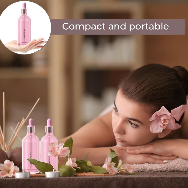 CycleMore 6 Pack Pink Glass Boston Bottles with Glass Scale Eye Droppers, Cosmetic Droppers for Beauty, Essential Oils, Makeup & More Liquids - Image 5